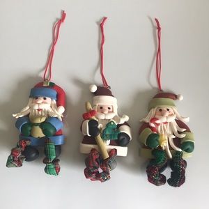 House of Lloyd Christmas Around the World Clay dough Santa’s Set of 3 New